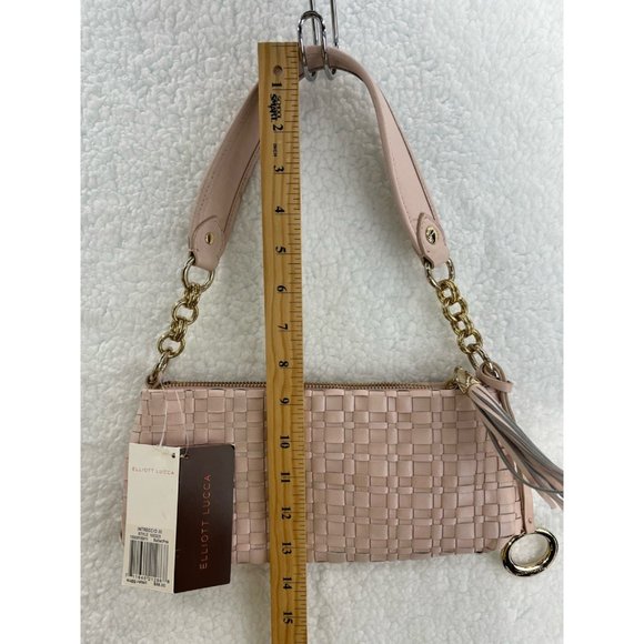 Elliott Lucca Womens Intreccio III Hobo Handbag Pink Basket Wave Sling S New - Picture 8 of 9